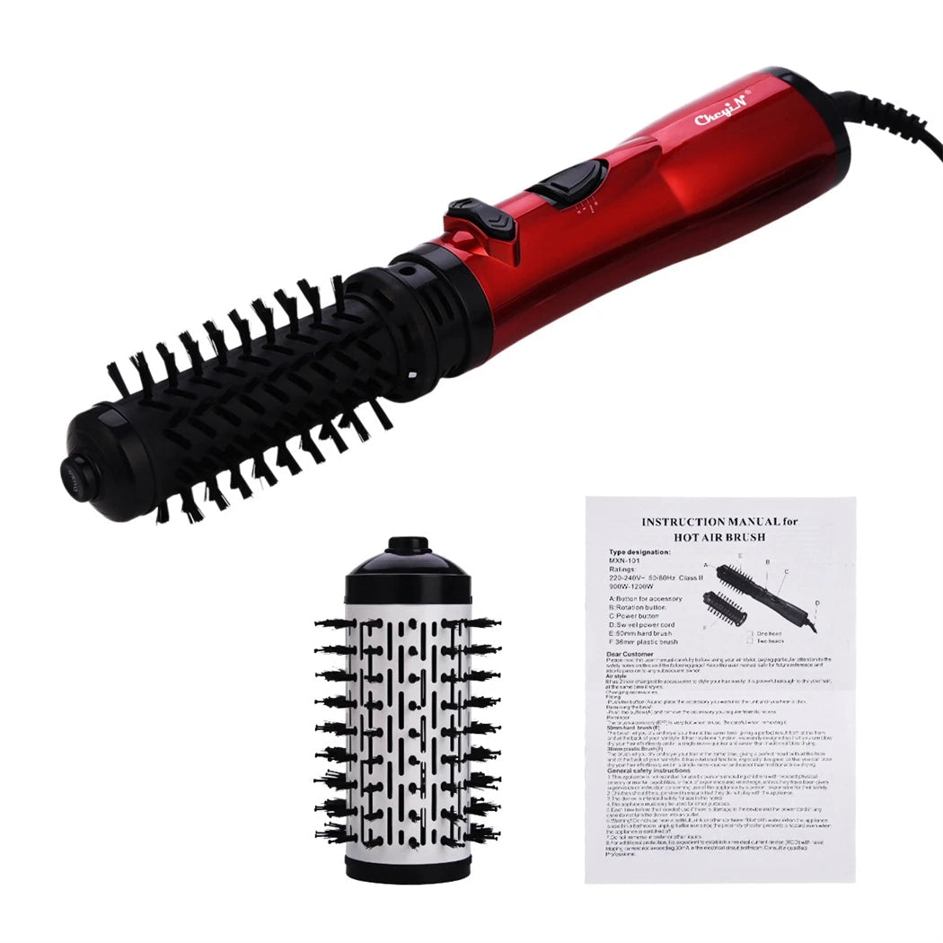 Auto-Rotating Hair Styler Ionic Round Brush 2-in-1 for Effortless Volume