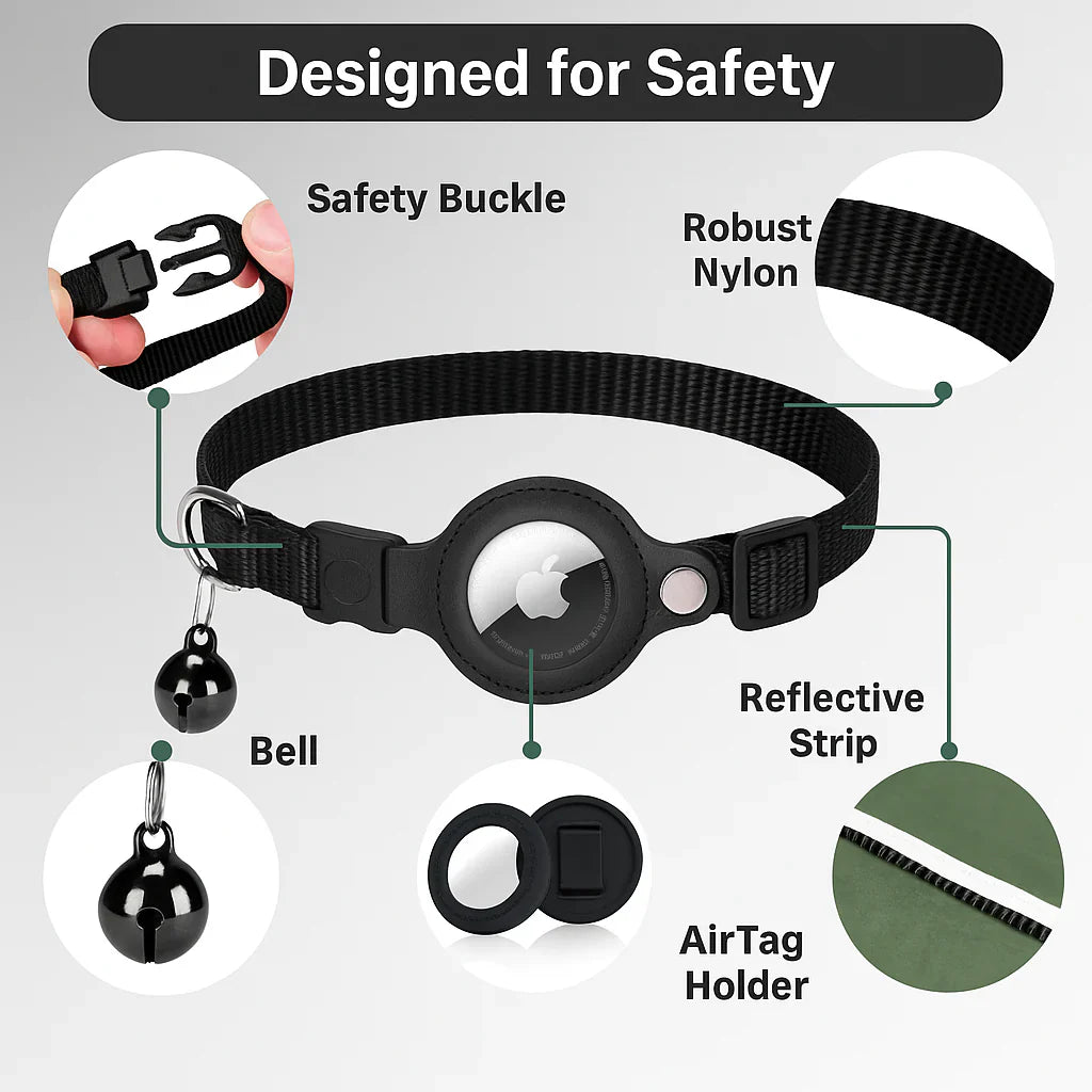 Cat GPS Tracker Collar with Quick Release Closure and Reflective Design for Enhanced Night Visibility