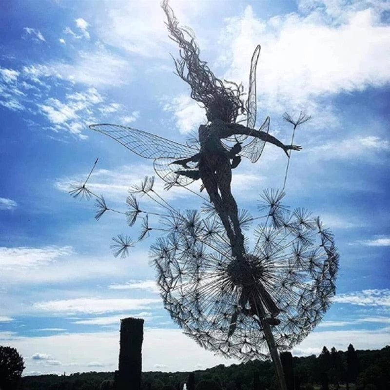 Enchanting Metal Fairy Garden Sculpture - Weather-Resistant Outdoor Decor for Garden Art and Ornaments