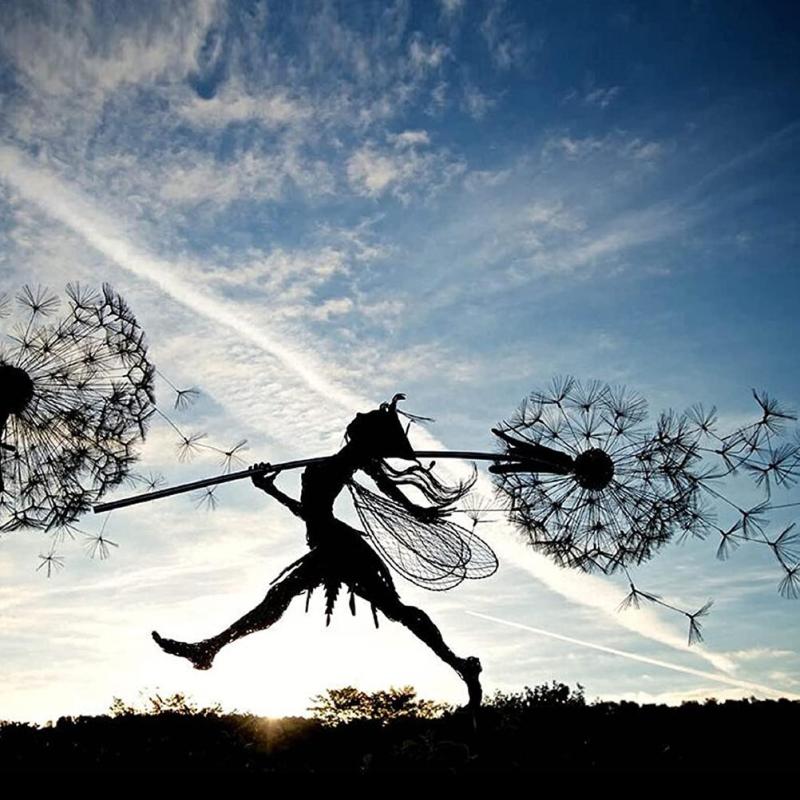 Enchanting Metal Fairy Garden Sculpture - Weather-Resistant Outdoor Decor for Garden Art and Ornaments