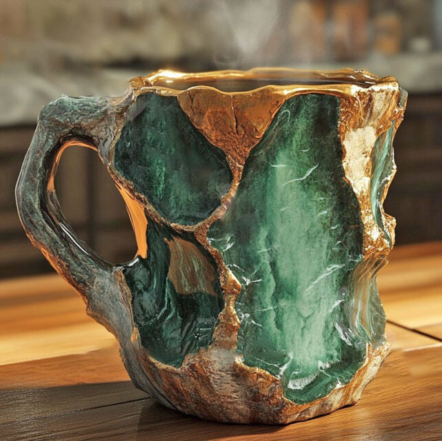 Handcrafted Mineral Crystal Mug – Insulated, Microwave Safe, 350-450 ml, Unique Design