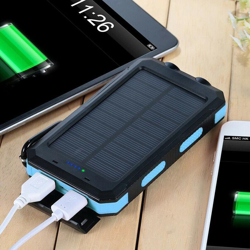 High-Capacity Solar Power Bank – 500000mAh Waterproof Charger with Dual USB and Built-In Flashlight