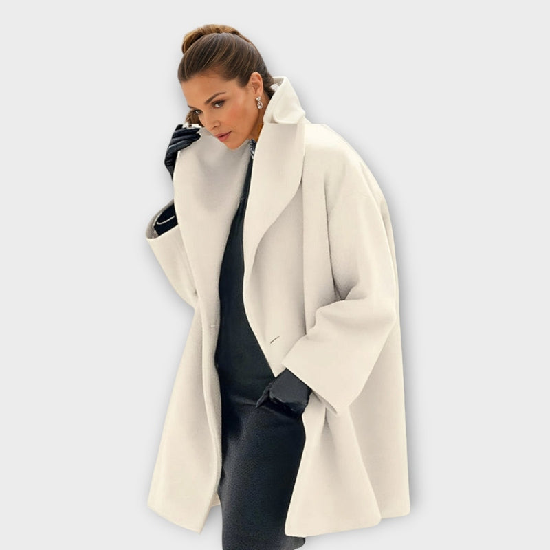 Vivienne - Windproof Wool Coat Women With Elegant Shawl Collar For Timeless Style