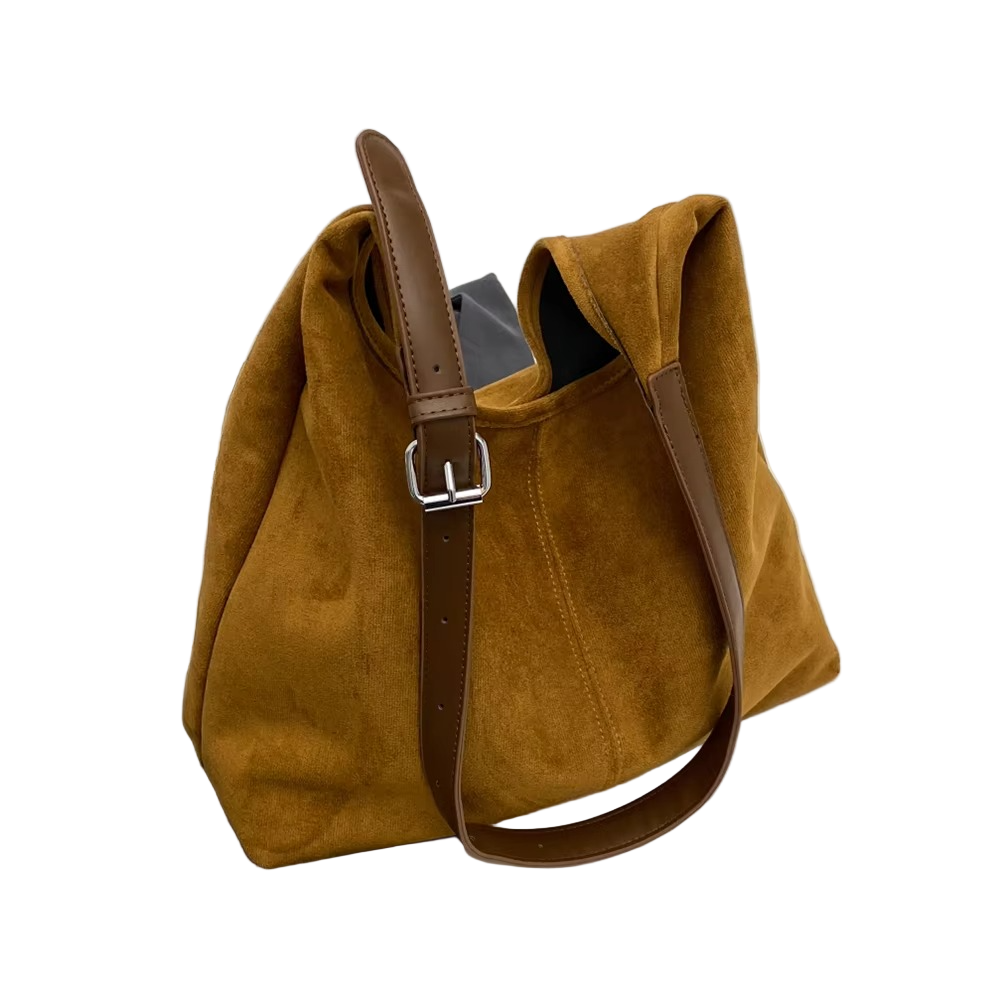 Versatile Suede Handbag – High Capacity Trunk Style with Adjustable Strap for Elegant Everyday Outfits