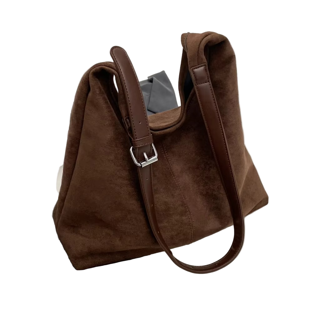 Versatile Suede Handbag – High Capacity Trunk Style with Adjustable Strap for Elegant Everyday Outfits