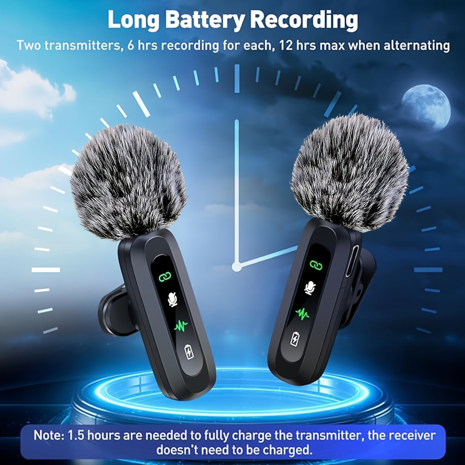 Wireless Lavalier Microphone with USB-C Connectivity for Smartphones and Tablets – Compact Design, Ideal for Podcasts and Vlogs