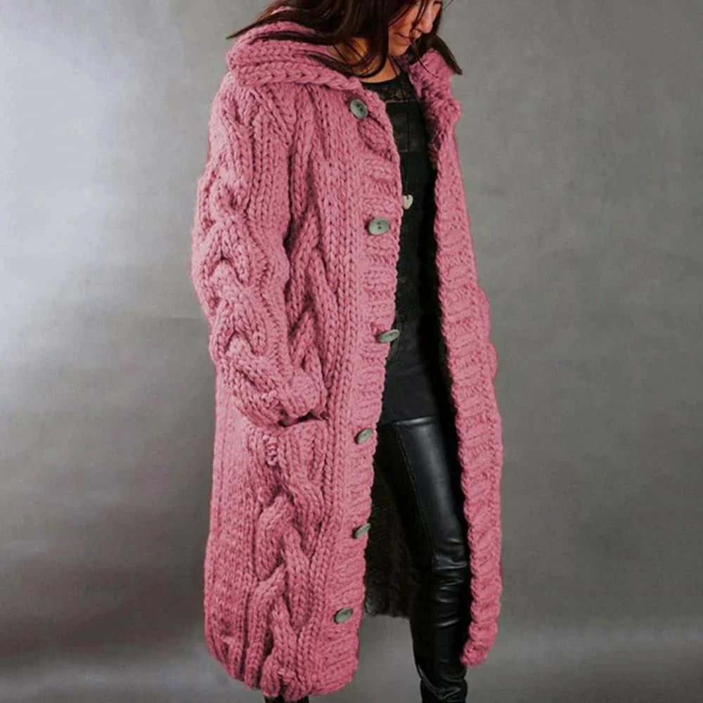 Women's Knitted Hooded Cardigan