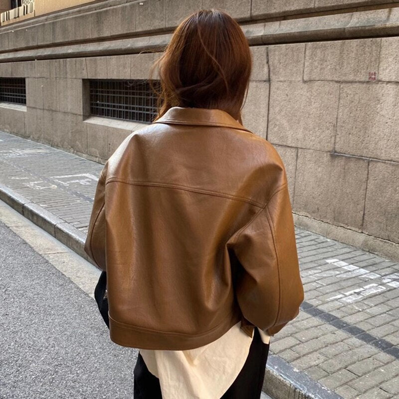 Women's Cropped Leather Jacket