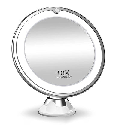 10x Magnifying LED Vanity Mirror 360° Rotation with Lights