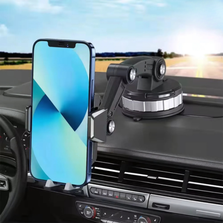 Car Phone Holder with Strong Suction Cup, 360° Rotation, One-Hand Operation – Universal Cell Phone Mount for Car