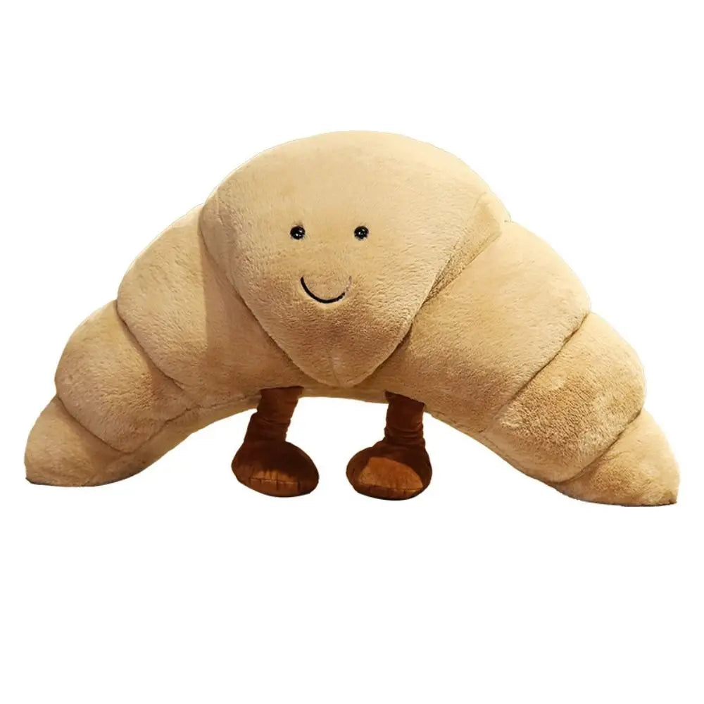 Croissant Plush Hug Pillow 13 inches Soft Light Brown with Smiling Face