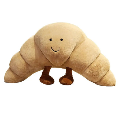 Croissant Plush Hug Pillow 13 inches Soft Light Brown with Smiling Face