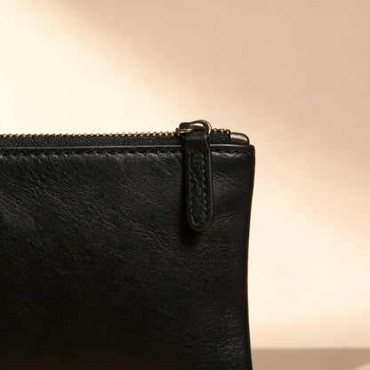 The Zip Pouch, leather detail