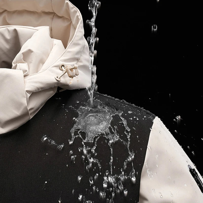 Elegant Women’s Quilted Winter Coat – Waterproof and Windproof Jacket with Detachable Hood for Cold Weather