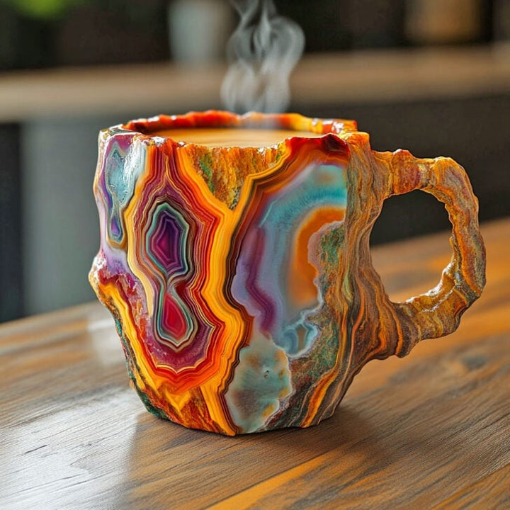 Handcrafted Mineral Crystal Mug – Insulated, Microwave Safe, 350-450 ml, Unique Design