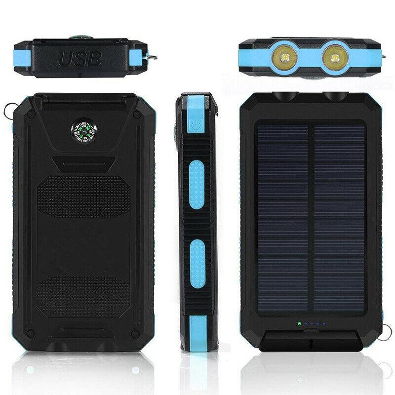 High-Capacity Solar Power Bank – 500000mAh Waterproof Charger with Dual USB and Built-In Flashlight