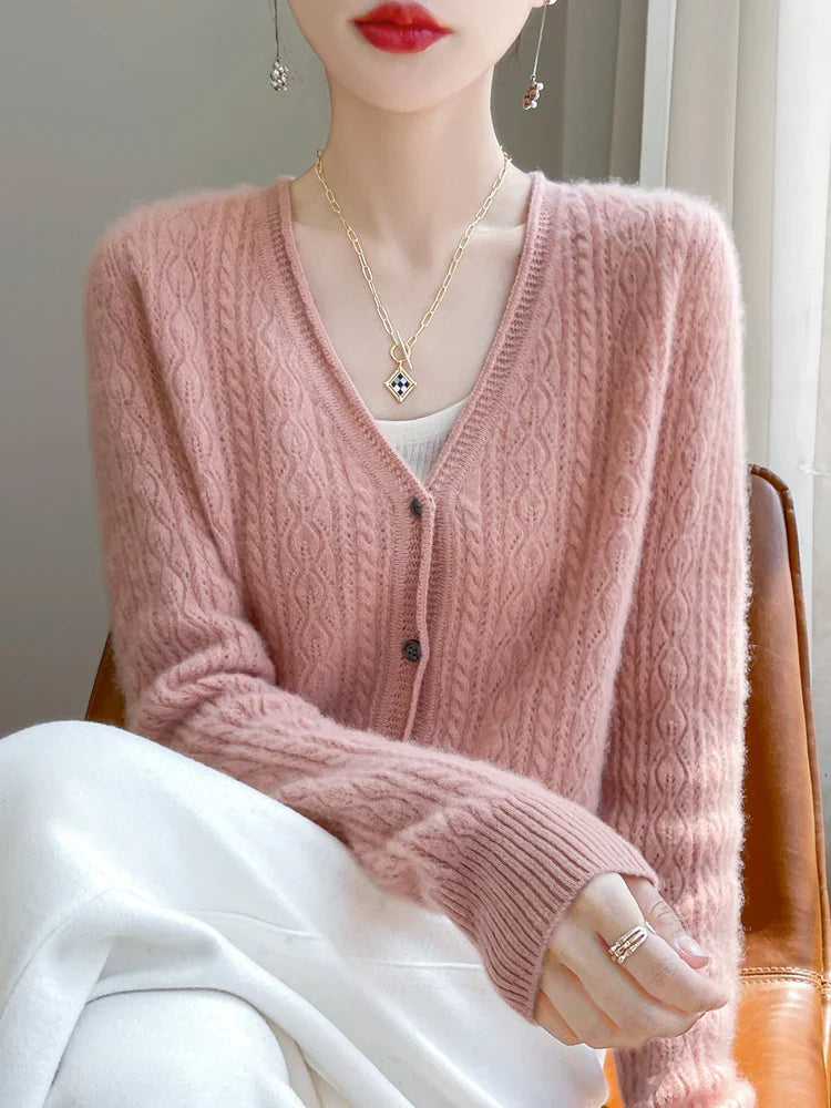 Cashmere Merino V-Neck Women's Cardigan - Luxurious Softness & Eco-Friendly
