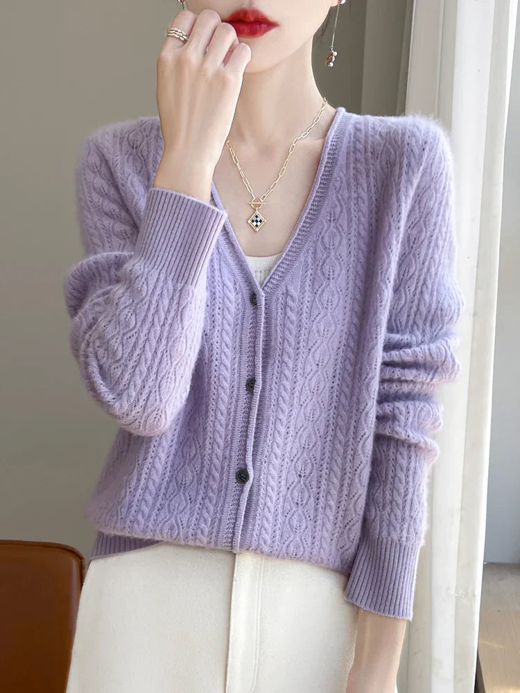 Cashmere Merino V-Neck Women's Cardigan - Luxurious Softness & Eco-Friendly