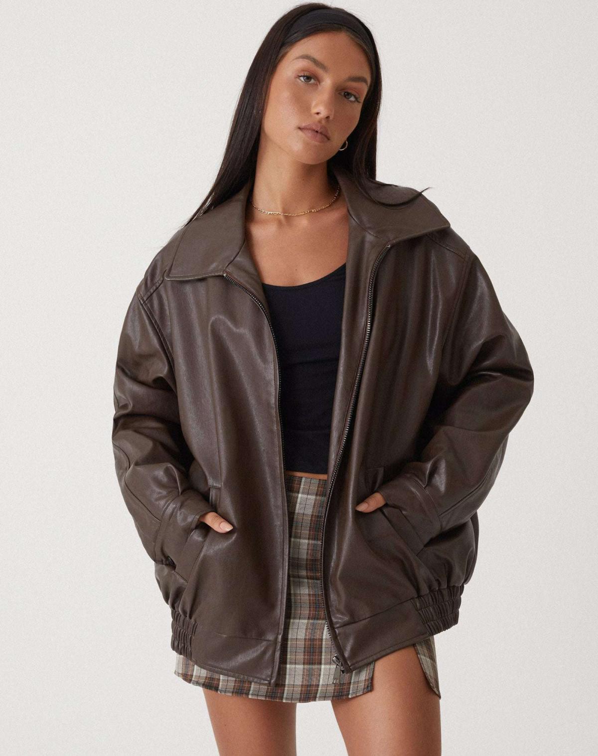 Meadow Classic - Faux Leather Jacket Women, Relaxed Fit For Effortless Style
