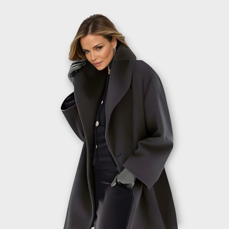 Vivienne - Windproof Wool Coat Women With Elegant Shawl Collar For Timeless Style