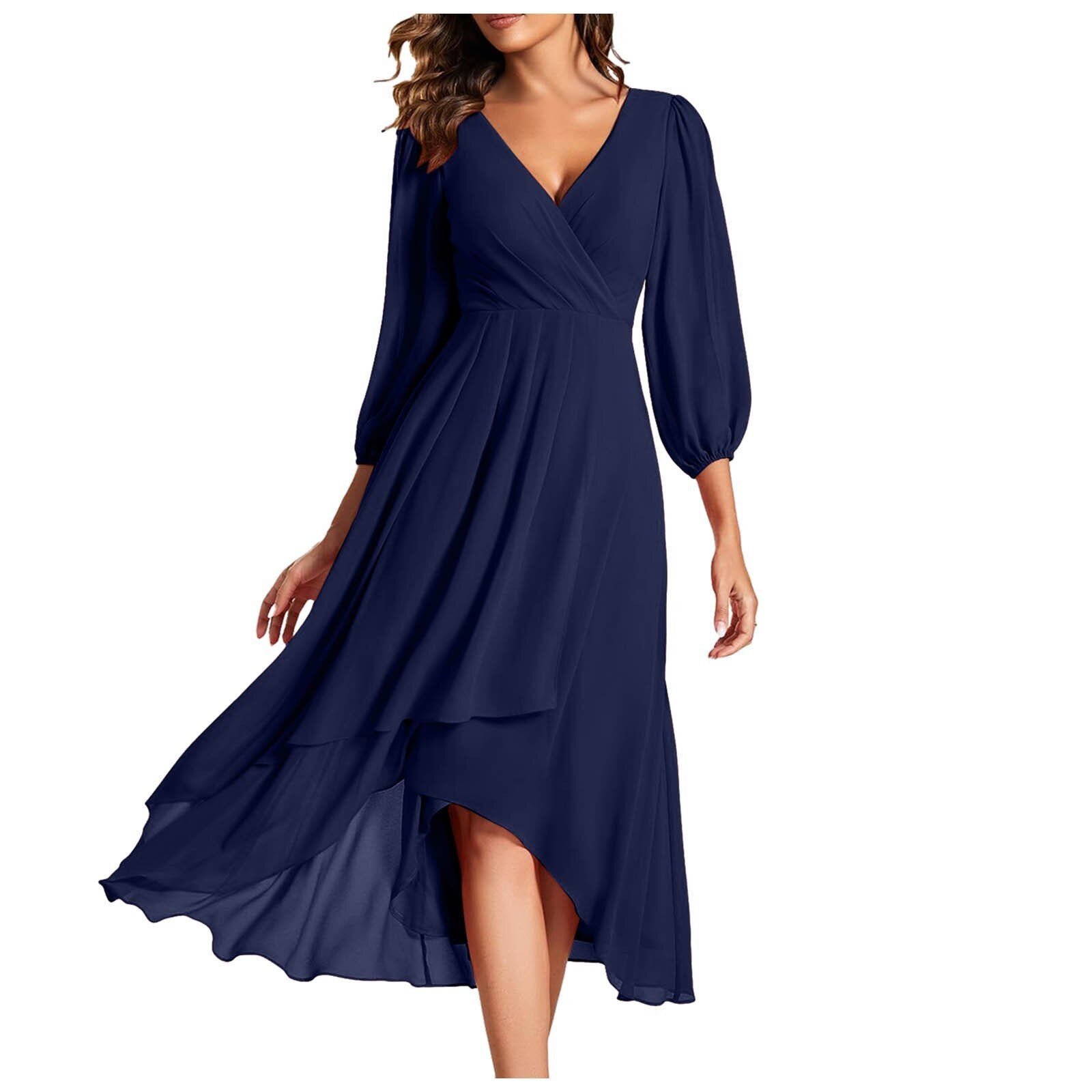 Laia – Women's Elegant Long SleeVe v Neck Dress For Effortless All-Day Style