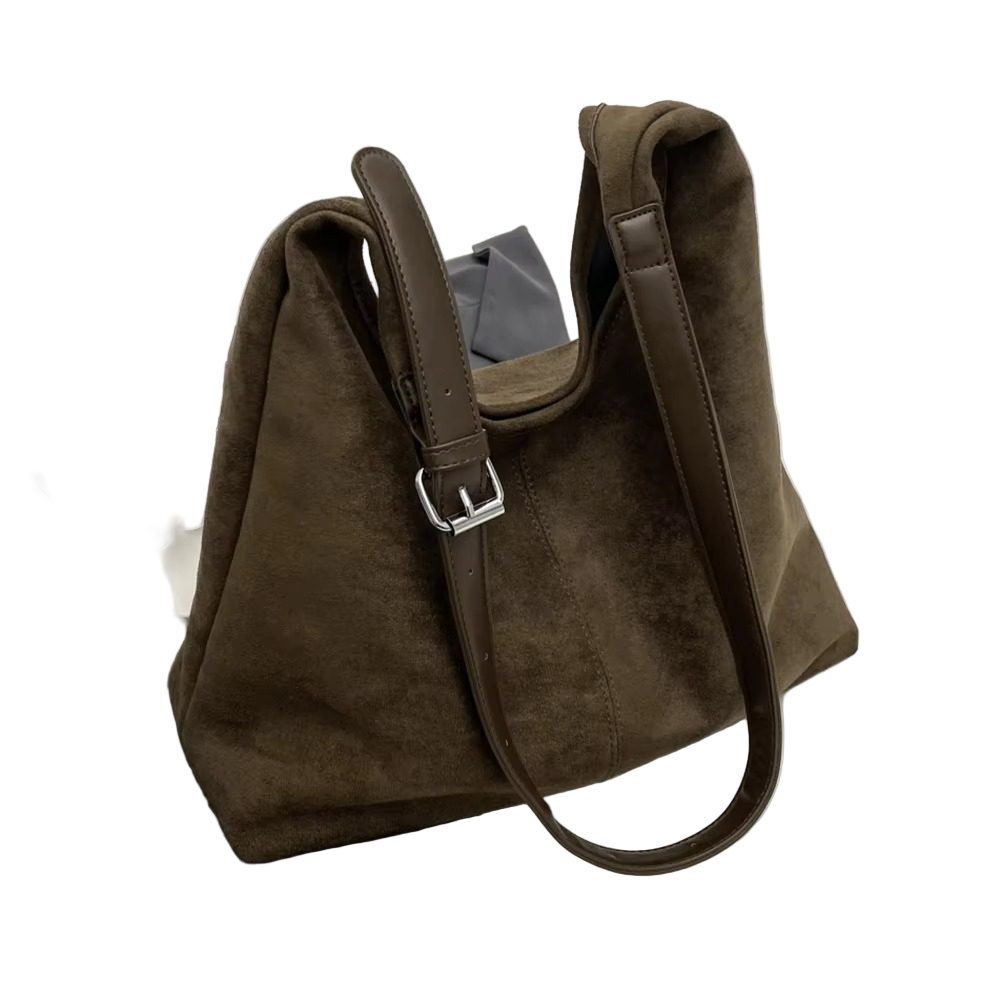 Versatile Suede Handbag – High Capacity Trunk Style with Adjustable Strap for Elegant Everyday Outfits