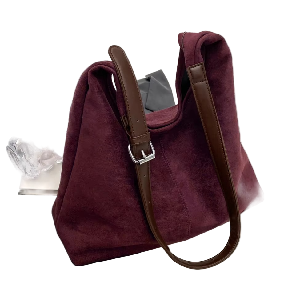 Versatile Suede Handbag – High Capacity Trunk Style with Adjustable Strap for Elegant Everyday Outfits