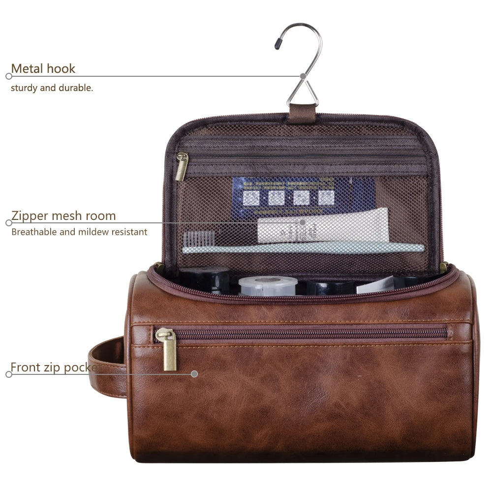 VoyageLux | Premium Leather Toiletry Bag for Men – Ideal for Travel & Organization