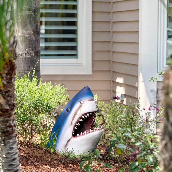 Weather-Resistant Blue Shark Garden Sculpture - Unique Outdoor Statue for Garden Decor, 35cm x 20cm x 15cm