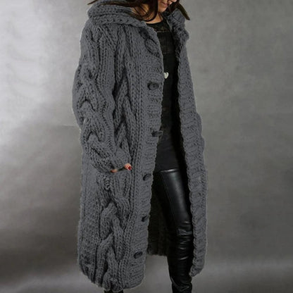 Women's Knitted Hooded Cardigan