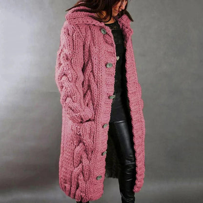 Women's Knitted Hooded Cardigan