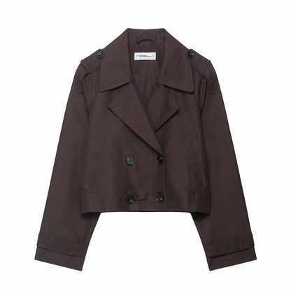 Women's Double Breasted Trench Coat with Pockets – Stylish Autumn Winter Office Jacket