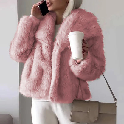 Women’s Faux Fur Short Jacket | Lightweight Warm Winter Coat for High-Street Fashion