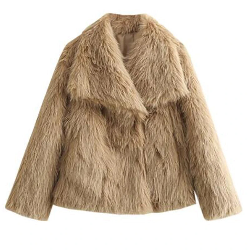 Women’s Faux Fur Short Jacket | Lightweight Warm Winter Coat for High-Street Fashion