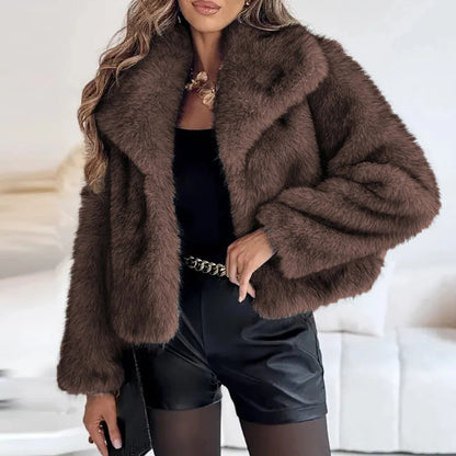 Women’s Faux Fur Short Jacket | Lightweight Warm Winter Coat for High-Street Fashion
