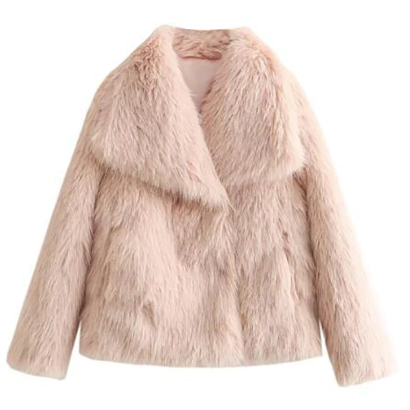 Women’s Faux Fur Short Jacket | Lightweight Warm Winter Coat for High-Street Fashion