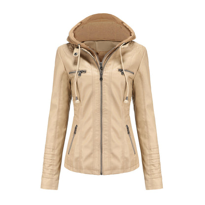 Women's Hooded Leather Jacket