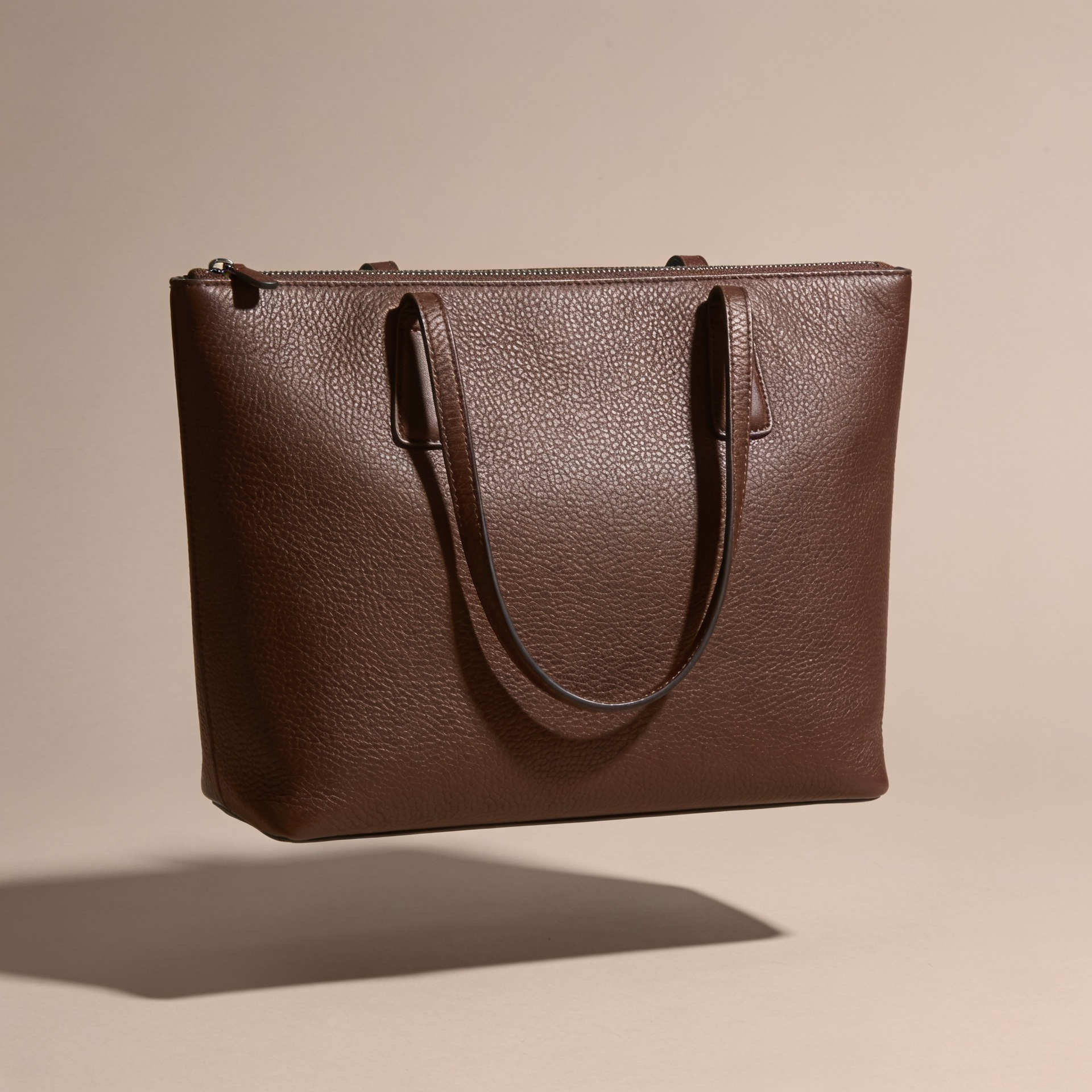 The Zip-Top Tote in chocolate leather