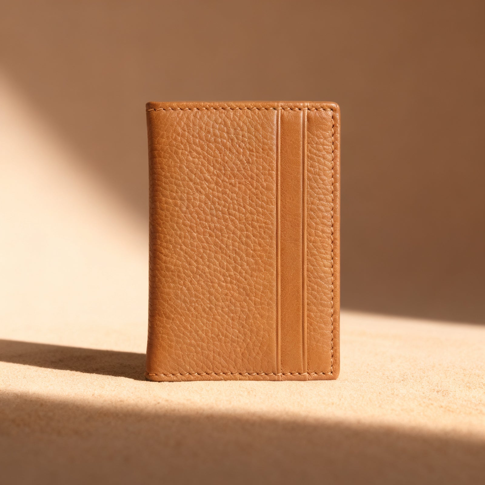 The Card Holder in tan exterior, front view